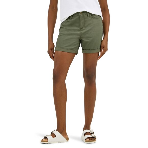 Lee Women's Mid Rise 5" Cuffed Short, Size 16, Mid Rise, Regular Fit, Green - Picture 1 of 6